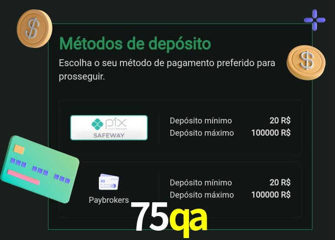 O cassino 75qa oferece uma grande variedade de métodos de pagamento